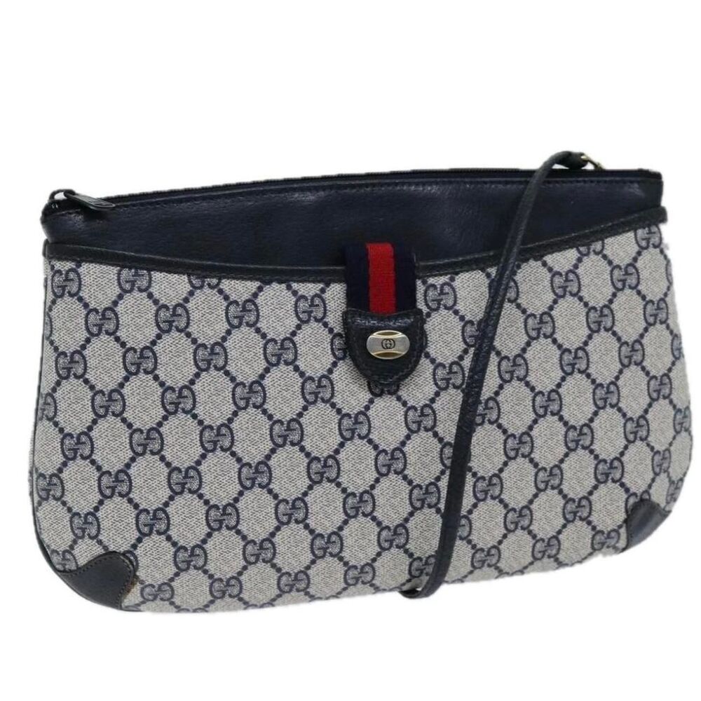 EPLC Vintage Gucci GG Supreme Sherry Line Crossbody Bag Navy Interior Restored